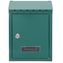 스탠드 우체통 주택 대형 벽걸이 우편함 클래식 잠글 수있는 포스트 글자 상자 외부 금속 녹 방지 빈티지 사서함125511, Green