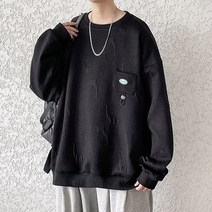 남성 오버핏 후드 티 집업 빅사이즈 맨투맨 와플 그래픽 용 스웨터 느슨한 패션 라운드 넥 까마귀 디자이너 가을 의류