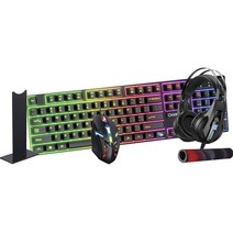 ONIKUMA K16 5 인 1 게이밍 유선 키보드 + 마우스 헤드폰 마우스패드 거치대 세트, 블랙, TZ5005, 일반형