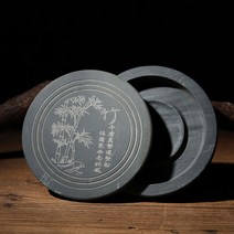 받침 뚜껑 연습용 돌벼루 무늬 벼루 동양화 문방사우 소형 패키지 잘갈리는, 5촌-대나무(지름 12.2cm)