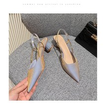 여성 뮬 스타카토 펌프스 구두 하이힐 여름 숙녀 슬링백 신발 아웃도어 파티 연회 그라데이션 뾰족한 패션