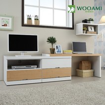 [우아미아이] 마론 2단 오픈 와이드 멀티콘솔, 색상:오크화이트