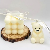 오브제 필라캔들 큐브 곰돌이 우드코스터 3종 세트, 잉글리쉬페어&프리지아