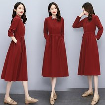 마원피스 2022 봄가을 스타일리쉬 허리보정 긴 소매 이너 하프기장 캐쥬얼 단아한 자수 4801571122