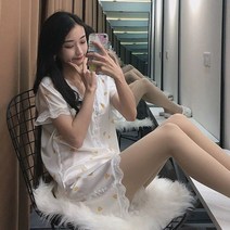 잠옷 여성 여름 쿨 반소매 반바지투피스 룩 솔리드 무지 레이스 러플 얇은 가능 핏아우터 하우스