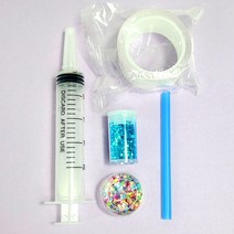 DIY 투명 실리콘 테이프 풍선 만들기 세트 주사기 빨대 글리터 2종 포함 폭 3cm 1M 볼 공 큐브 물방울, 단품