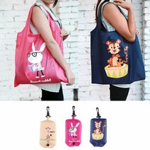 제이트리동물그림 쇼핑백 장바구니 시장가방 시장백 바구니 마트 디자인+jaytreㄷ, 선택_핫핑크토끼