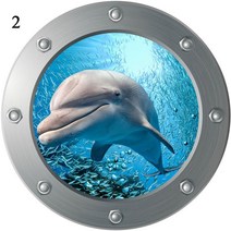 3D 잠수함 Porthole 창 벽 스티커 구강 상어 물고기 보트 냉장고 욕실 홈 인테리어 Sealife 인쇄 YZL7, C2