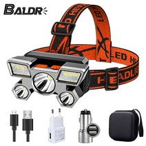 baldr 5 led 내장 18650 배터리 헤드램프 usb 충전식 휴대용 손전등 랜턴 헤드램프 야외 캠핑 헤드라이트, 유럽 ​​연합