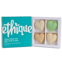 Ethique 건조한 피부 및 모발용 트라이얼 팩 - 샴푸 컨디셔너 페이스 클렌저 및 바디 버터 - 플라스틱 프리 비건 크루얼티 프리 친환경 여행용 바 4개 60.1g