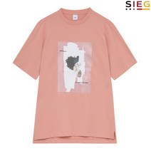 지이크 핑크 코튼 프린트 라운드넥 반팔 티셔츠 (PBIBH8004)