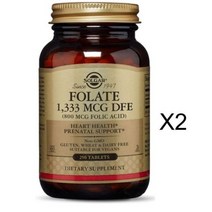 SOLGAR 솔가 엽산 1 333 MCG DFE (Folic Acid 800 mcg) 250 타블렛 2병