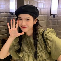 얇은 섹션 야생 베레모 모자 여성 여름 스타일 문학가 모자 블랙 영국 복고풍
