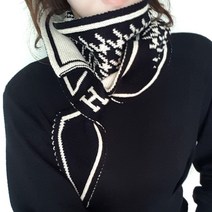 [국산] 리본크림 하운드체크 H고리형 양면 니트 미니 머플러 쁘띠머플러 니트머플러 하운드머플러 넥워머 여성넥워머 니트넥워머