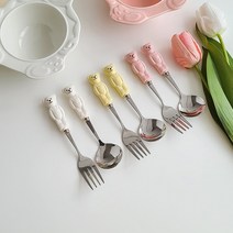 커몽베베 곰돌이 커트러리 티포크세트 아이스크림 스푼, 화이트 스푼