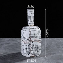 화병 중국도자기 현대 화이트 추상 세라믹 꽃병 블랙 라인 아트 장식 거실 장식 홈 꽃병 북유럽 홈 장식 집들이 선물, 크기가 큰