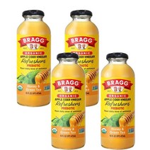 Bragg 애플 사이다 비네거 리프레셔 허니 그린티 473ml x4병, 4병