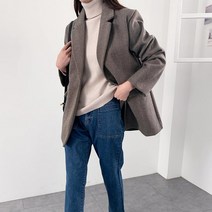 봉시스터즈 원헤링본하프자켓 여성자켓 체크자켓 겨울자켓 오버핏자켓 하프자켓 헤링본