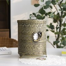 엔틱 큐빅 다용도 화장대 원형 휴지통 화장품 수납 정리 보관함 정리대, 신주