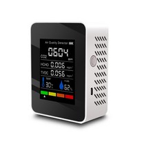 가스 농도 측정기 5in1 디지털 CO2 센서 온도 습도 검출기 대기질 모니터, [02] White, 한개옵션1