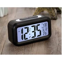 기상 날짜 무소음 LED 전자 알람 시계 수험생 탁상, 블랙