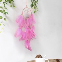 보물 행운 LED 드림캐쳐 마크라메 아이방 인테리어 꾸미기 소품, LED+핑크