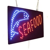 Seafood Sign TOPKING Signage LED Neon Open Store Window Shop Business Display Grand Opening, 1