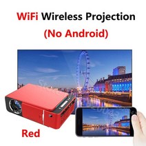 단초점빔프로젝터 휴대용 캠핑빔프로젝터 t6 led 프로젝터 hd 3500 루멘 휴대용 hdmi 호환 usb 지원 4k 1080p 홈 시어터 시네마 proyector 비머, 빨간 와이파이