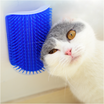 고양이 힐링 브러쉬 셀프 털 제거 비비기 마사지 모서리 빗 캣닢 포함, 화이트, 화이트
