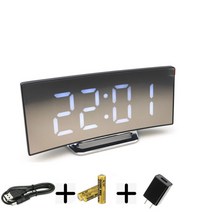 LED 커브드 전광판 전자 알람 침대 침실 심플한 무음 야광 디지털 시계, E