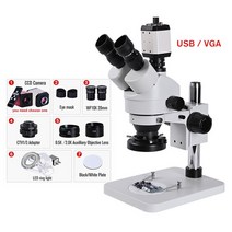 포터블 적도의 전문 스테레오 현미경 Trinocular 줌 3.5-90X 디지털 CCD 카메라 USB HDMI VGA CVBS 서비스, 01 Package 1