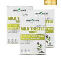 그린파스처 뉴질랜드 밀크씨슬 70000mg 고함량 프리미엄 엉겅퀴 간영양제, 3개, 100정