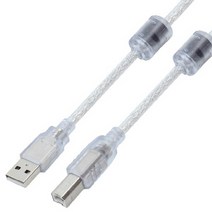 엠비에프 USB2.0 AM-BM 투명 케이블 1.8m/MBF-UB218HQ/고급 쉴드형/노이즈 필터/차폐 쉴드 처리/고급 구리선재/프린