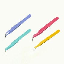 다꾸 스티커 집게 네일아트 비즈 공예 정밀 작업 핀셋, 옐로우