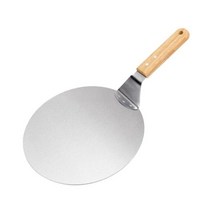 피자삽뜨거운 나무 손잡이 라운드 스테인레스 스틸 베이킹 주방 피자패들 피자팬, 총 길이 48cm