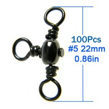 호환 낚시배 바다낚시배요트 부품 100 pcs 회전 3 스테인레스 스틸 블랙 니켈 방법 볼 b 베어링 및 후크 라인 커넥터 액세서리 스냅, 100개 크기 5