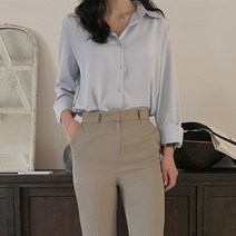 여성 사계절 베이직 빅사이즈 셔츠 데일리 루즈핏 찰랑찰랑 무지 긴팔