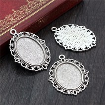 목걸이만들기 10pcs 18x25mm 내부 크기 8 색 빈티지 스타일 카메오 카보 숑 기본 설정 펜던트 목걸이 결과