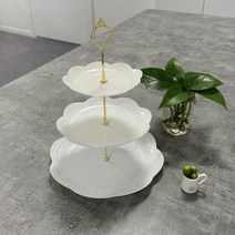3단접시 3단트레이 캠핑용품 파티용품 인테리어소품, 원형, 화이트
