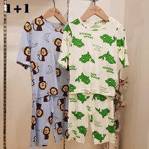 (1+1패키지특가) 모이모이깜피 유니프랜드 몽키바나나+그린돌핀 밤부7부내의 2벌세트