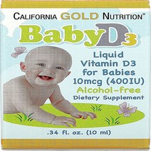 비타민California Gold Nutrition 베이비 비타민 D3 액체 10mcg(400IU) 0.34fl oz(10ml), 상세참조, 상세참조
