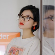 플랍 여성 남성 공용 캣츠아이 반무테 호피 뿔테 안경테