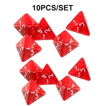 보드 게임 주사위 100 개대 20mm 4면 다면체 주사위 아크릴 d4 dnd rpg mtg 주사위 투명 레드 보드 게임 수학 교육 주사위 가방 세트, 레드10