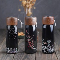 [블룸엣홈] 두리가온 공예품대전수상 자개 우드텀블러 400ml, 디자인:02.적매화, 옵션선택