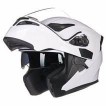 ILM 오토바이 듀얼 바이저 플립 업 모듈러 풀 페이스 헬멧 DOT 6가지 색상 L 매트 블랙 USA 미국, Large, White