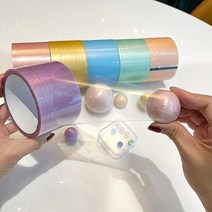 구슬2개포함 3.6/4.8cm 끈끈이 테이프공 만들기 파스텔 펄칼라 테이프볼 찐득볼 끈끈이 공, 4.8cm 펄칼라 테이프공(오렌지