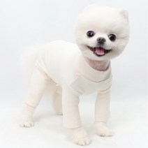 앙드레멍 강아지 목폴라 기모 올인원 (포메라니안 옷 봄 가을 겨울 소형견 S-XL), 아이보리