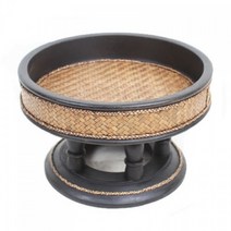 [짜뚜짝] 대나무공예 망고나무 원형 쟁반 (태국 직수입)