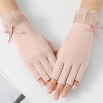 신페이드 레이스 장갑 반장갑 여성 운전 여자 자전거 터치 손가락 등산 여름 봄 가을, 핑크