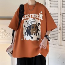 면반팔티셔츠 와이드 루즈핏 트렌드 애니메이션 부풀다 플라워 프린팅 순 C307T 71 P38 4993571955